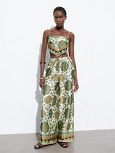 Vintage Floral Printed Cami Top And Long Pants Set For Women